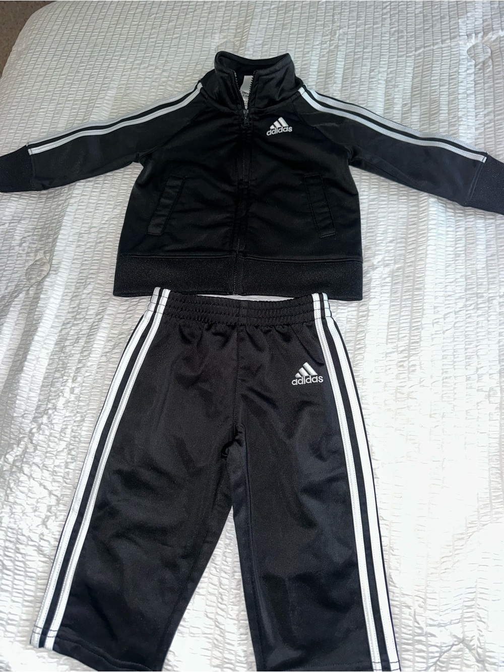 adidas Black & White Kids Track Jacket and Pants Set